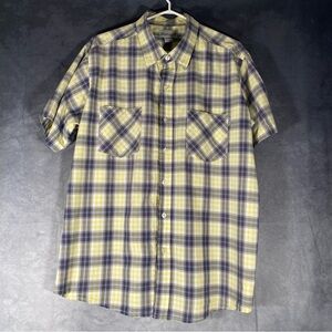 Carhartt Force Relaxed Fit Shirt Men XL Blue Yellow Short Sleeve Button Down